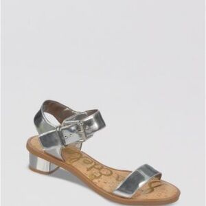 Sam Edelman Trina Silver Metallic Cork Block Heel Sandals Size 8M